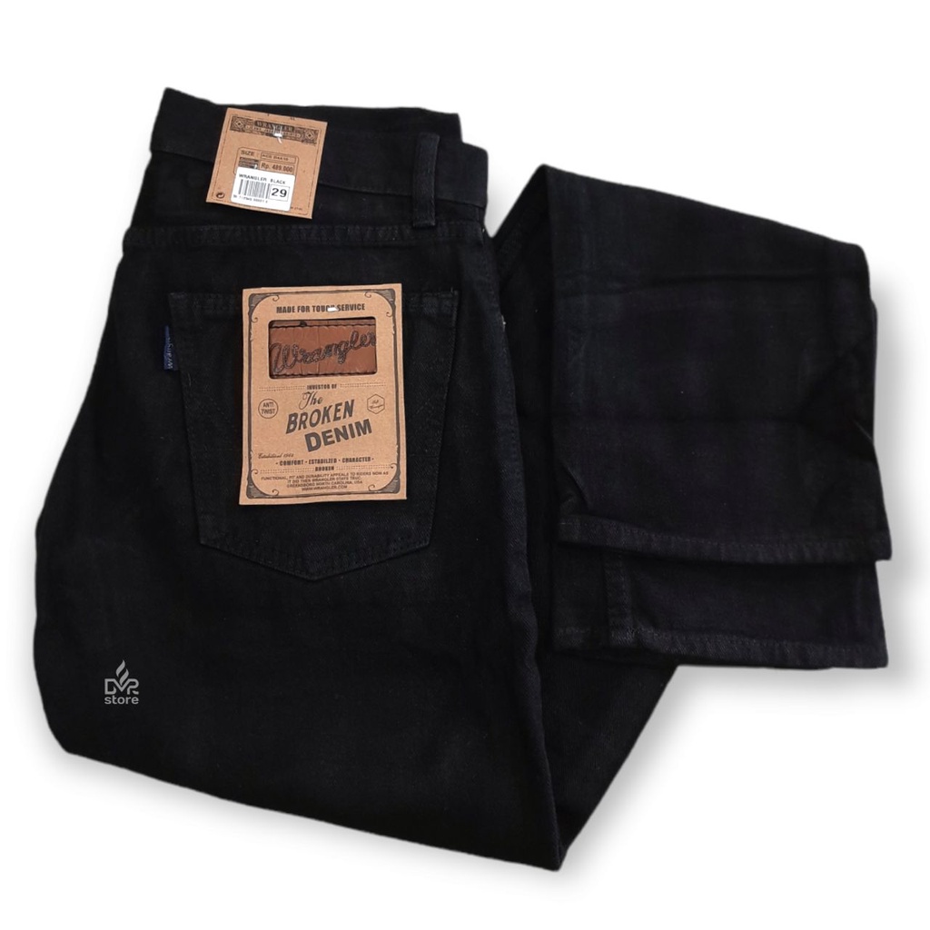 28-38 Wrangler jeans black reguler fit premium original hitam jumbo
