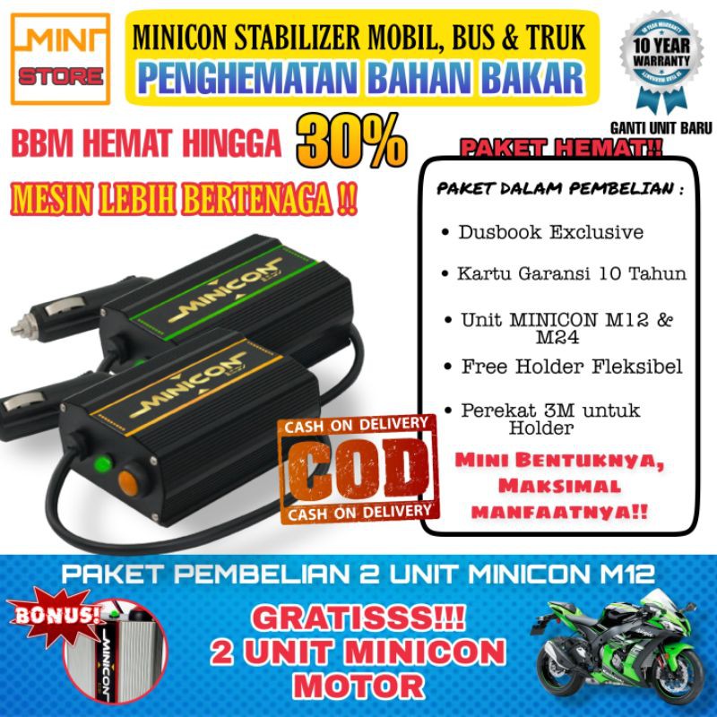 MINICON VOLT STABILIZER AKI ACCU PENGHEMAT BAHAN BAKAR MOBIL BUS TRUK ASLI ORIGINAL GARANSI 10 TAHUN