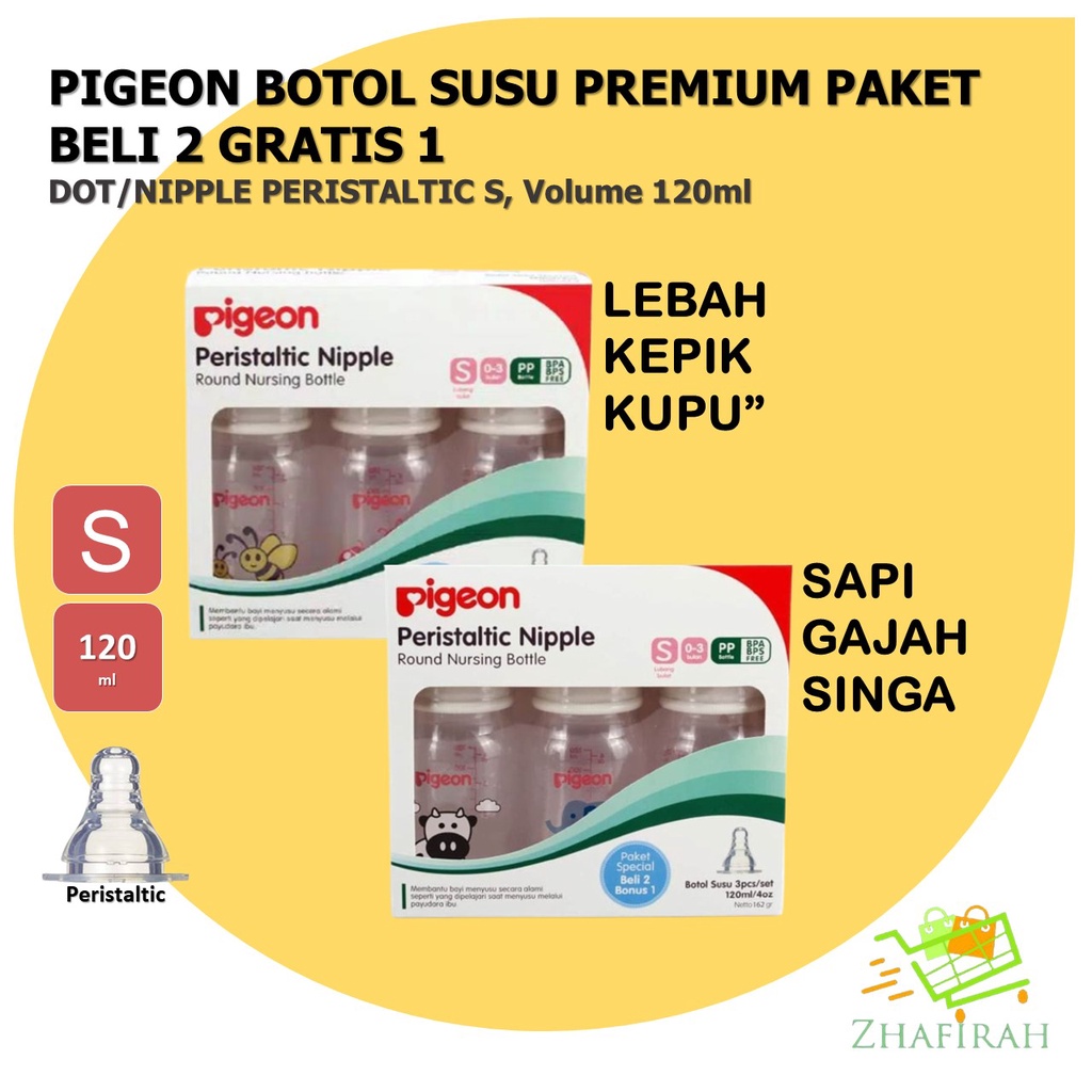 ❤ZJ❤ Botol susu PIgeon Peristaltic Premium STD MM Premium Paket Beli 2 Gratis 1 ukuran 120ml gambar SAPI GAJAH SINGA (SaGaSi) / LEBAH KEPIK KUPU (LeKeKu) - botol susu pigeon peristaltic Premium Paket Beli 2 gratis 1 Botol susu Paket  2+1 120ml PIGEON