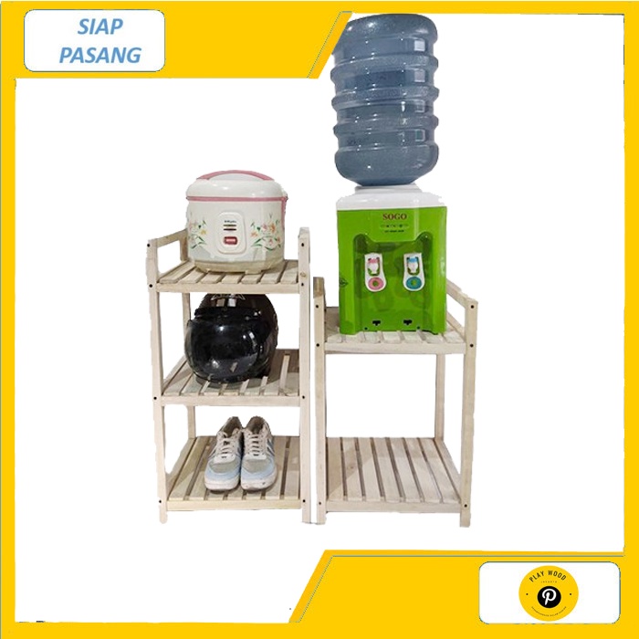 Rak Rice Cooker Dan Dispenser Rak Susun Serbaguna Kayu Jati Belanda