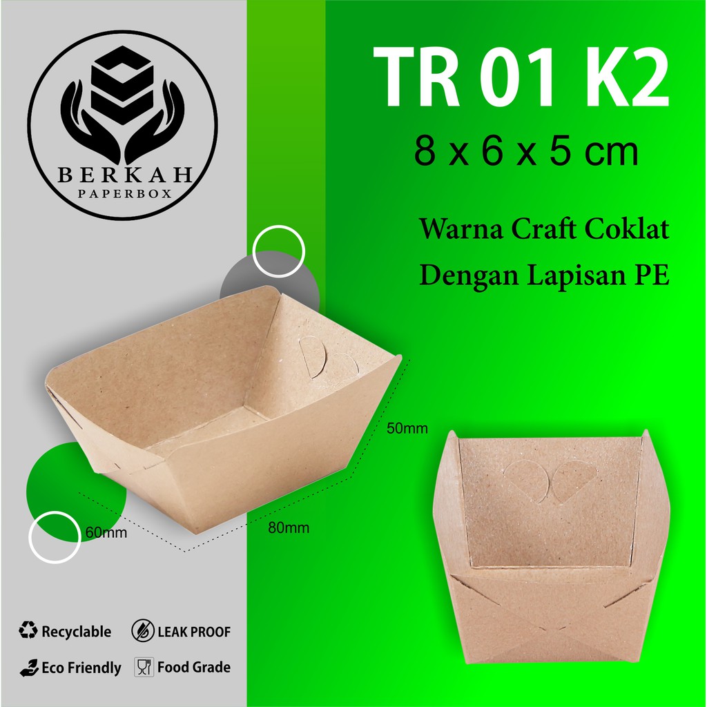 Tray Food Paper Tray Kertas Makan Food Tray (TR1K2-8X6X5 Cm)