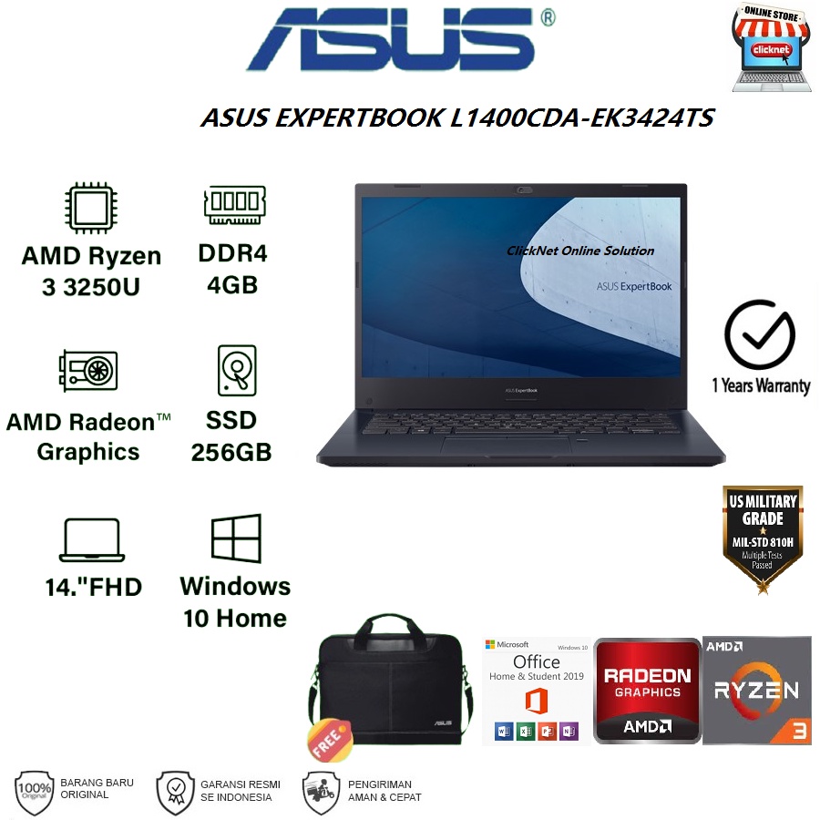 ASUS L1400CDA-EK3424TS RYZEN 3-3250U 4GB 256GB SSD FHD WIN10 OHS