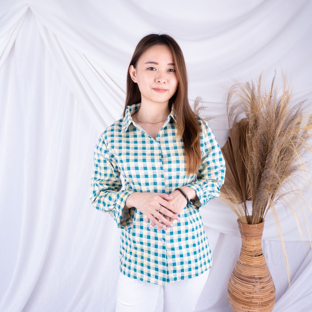 OVERSIZE KEMEJA OSLIN | Kemeja Oversize Wanita - Kemeja Korea - Kemeja Wanita Murah-HIJAU