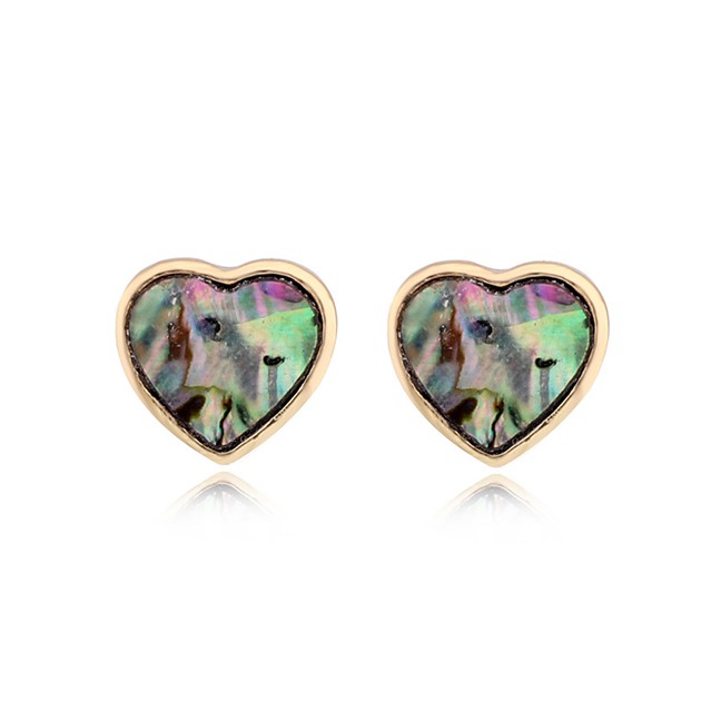 LRC Anting Tusuk Fashion Colorful Heart Imitation Natural Stone Earrings F63909