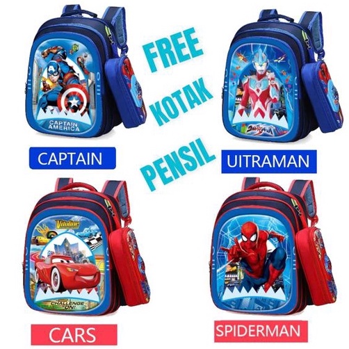 SMARTGIRL NEW TAS RANSEL ANAK SEKOLAH CEWEK COWOK IMPORT SD 3D 2IN1 00160-00165