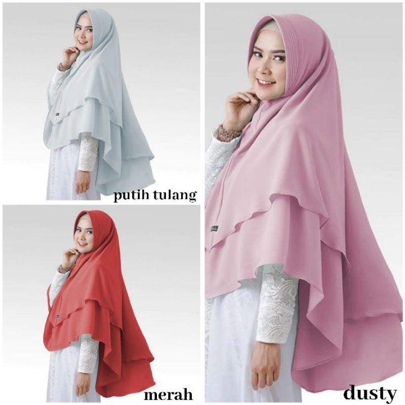 Kerudung ceruty baby doll 2 layer model pinguin pet antem/ Khimar syari/ hijab terbaru