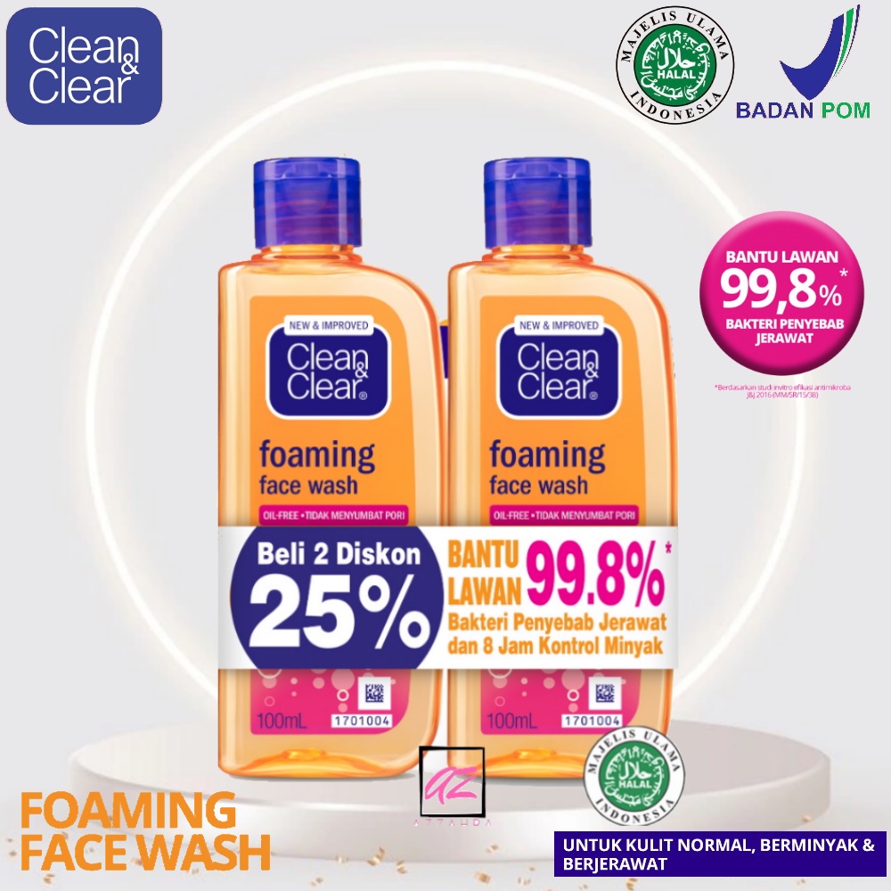 Clean &amp; Clear Foaming Face Wash 100 ml [Bundle Isi 2]