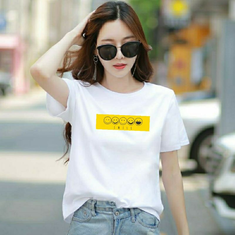 Kaos Oblong Wanita EMOTE KUNING Kaos Distro Wanita Atasan Tshirt Wanita