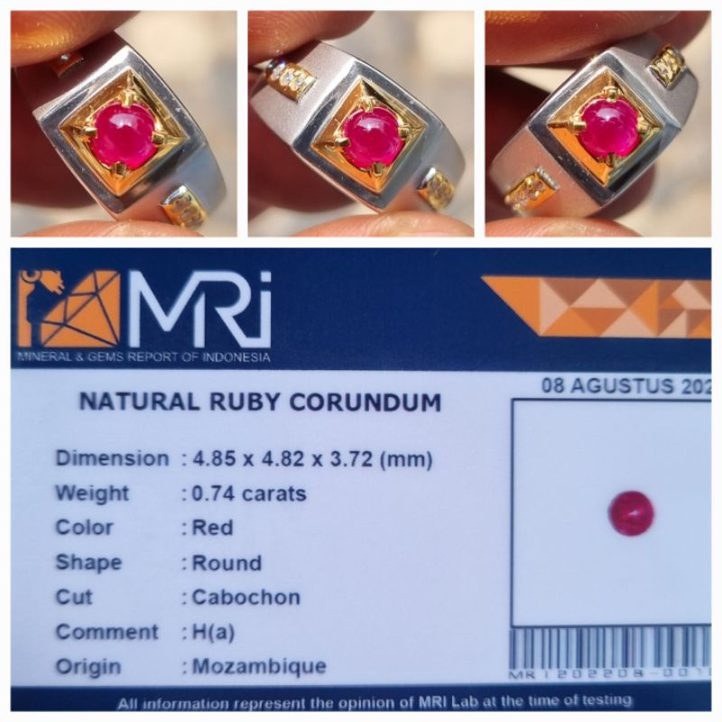 Natural Red Ruby Heat A Memo 0.74 crt