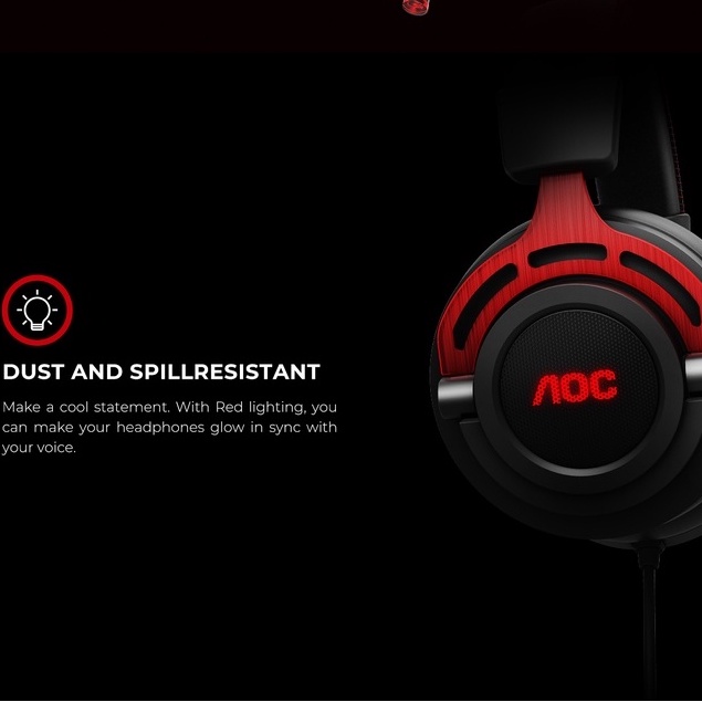 Original AOC GH210 Gaming Headset - Merah Hitam GH 210