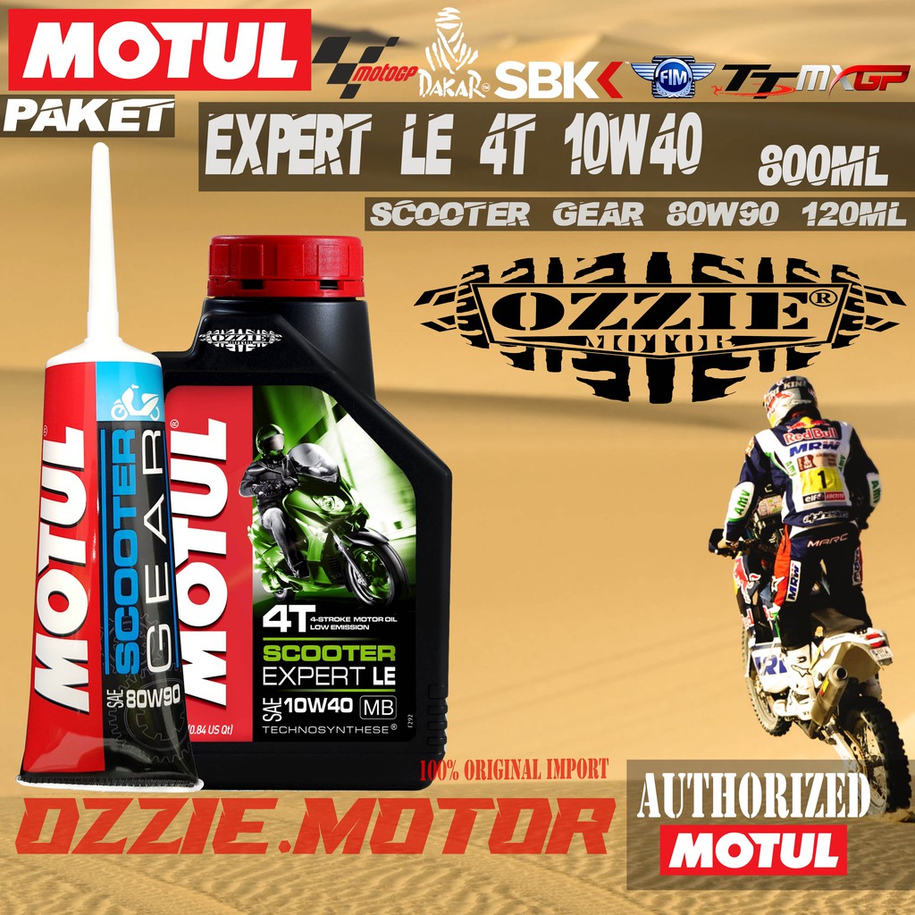 PAKET BUNDLE OLI MATIC MOTUL EXPERT LE 10W40 800ml dan SCOOTER GEAR 80W90 120ml IMPORT