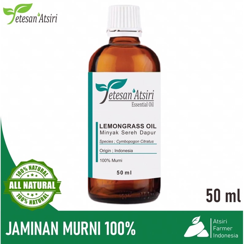 50ml minyak atsiri sereh dapur murni 100% lemongrass pure essential oil 100% aromatherapy diffuser