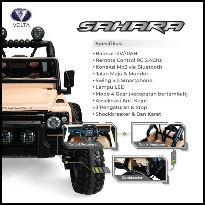 Volta 5008 Jeep Rocky Monster Sahara Mobil Aki Mainan Anak