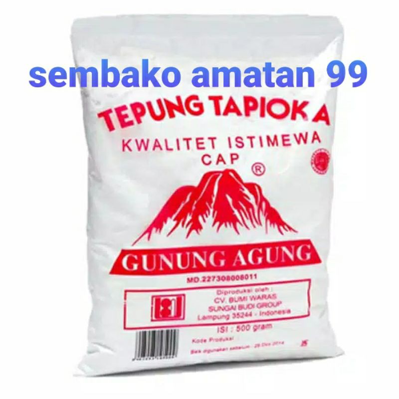 Sagu Gunung Kemasan 500 Gr/dus/tepung Tapioka/sagu Cap Gunung Agung/tepung Tapioka Cap Gunung Agung