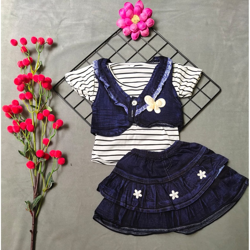bb SET ROMPI JEANS setelan anak perempuan