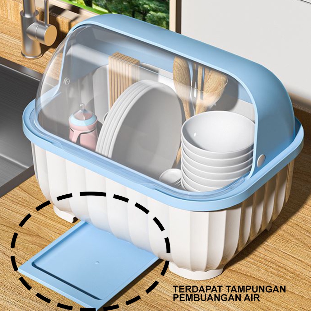 HomiHomi Rak Pengering Piring Dapur Plastik Tempat Penyimpanan Alat Makan RD027S