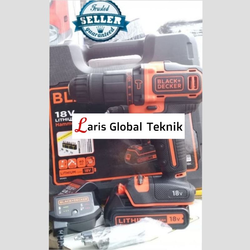 Bor Baterai Tembok Beton Black+Decker BDCHD18K/ Cordless 18V Li-ion