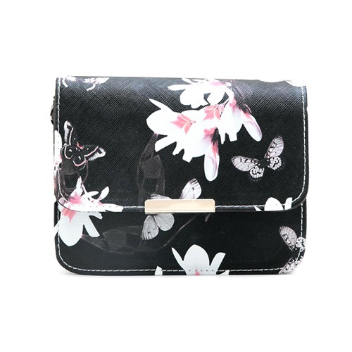 bta213 - tas selempang kupu dan bunga fashion shoulder printed bag (2i1)