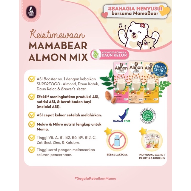 MamaBear Almon Mix Less Sugr Susu Almond + katuk ASI Booster Mama Beara