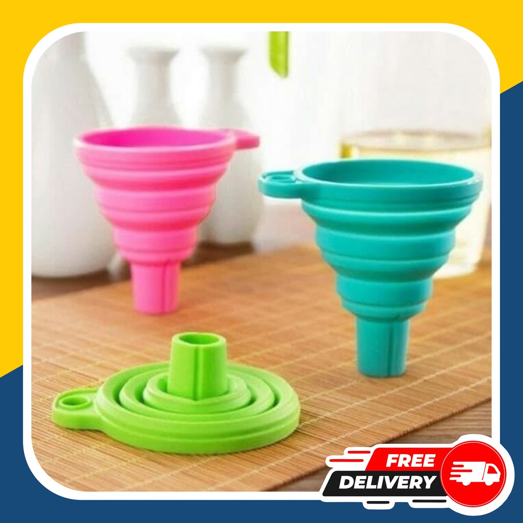 Corong Minyak Dan Air Lipat Portable Bisa Dilipat Tuangan Bahan Silikon Karet Collapsible Mini Funnel AD8