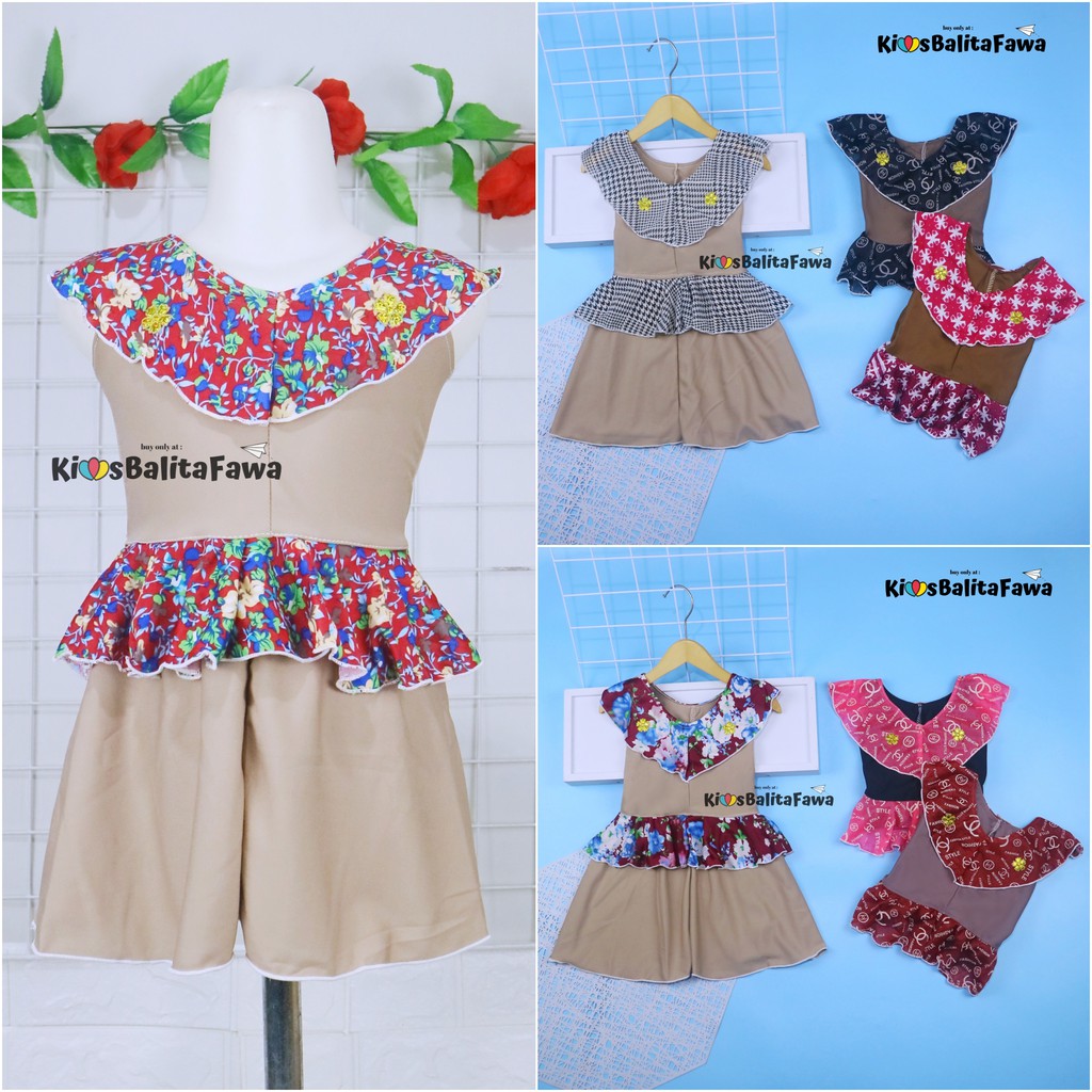 Dress Helen Bayi 3-12 Bulan  / Dres Brukat Baby Anak Perempuan Baju Yukensi Pesta Murah Harian Adem