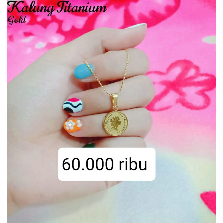 kalung titanium asli warna mas