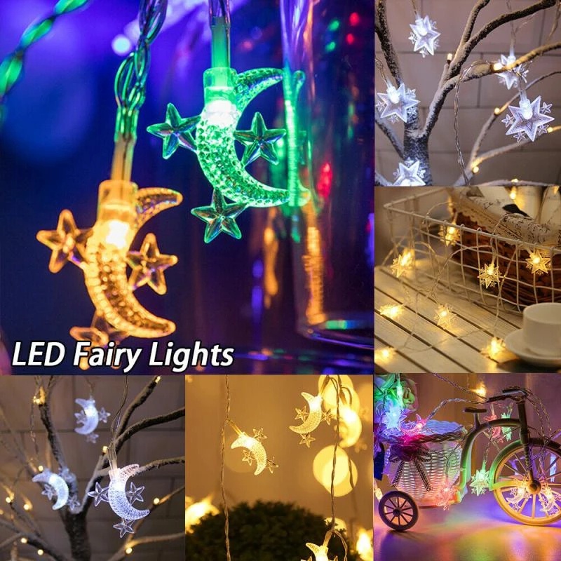 [1.5M/3M Warm White &amp; Colorful Curtain Fairy Lights] [Battery Powered Copper Wire Stars and Moon Fairy Lights] [Indoor Led String Lights] [Decorative Night Light]