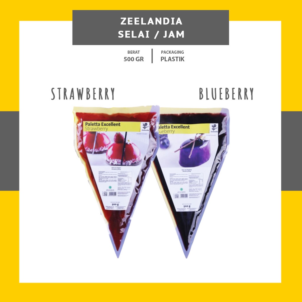 SELAI PALETTA BLUEBERRY STRAWBERRY EXCELLENT 500G - PALLETA  FILLING TOPPING ZEELANDIA - TOPPING SIAP PAKAI SELAI JAM FILLING