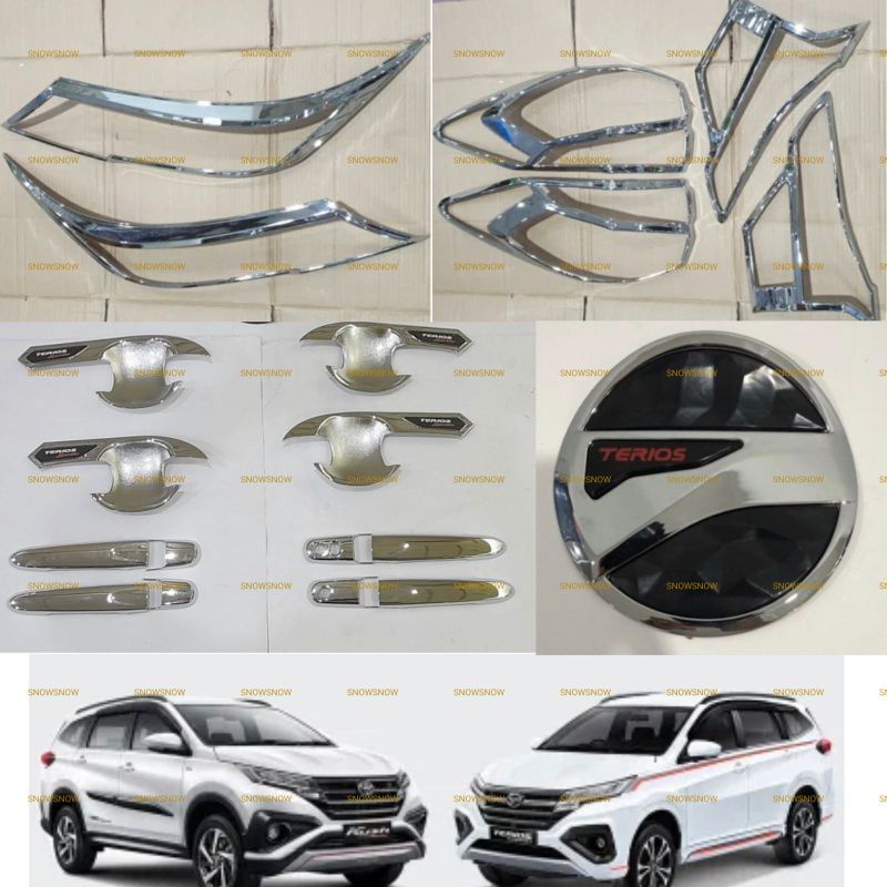 Paket Garnish Depan Belakang Outer Handle Tank Cover All New Rush Terios GR SPORT 2018 2022 Up Chrome