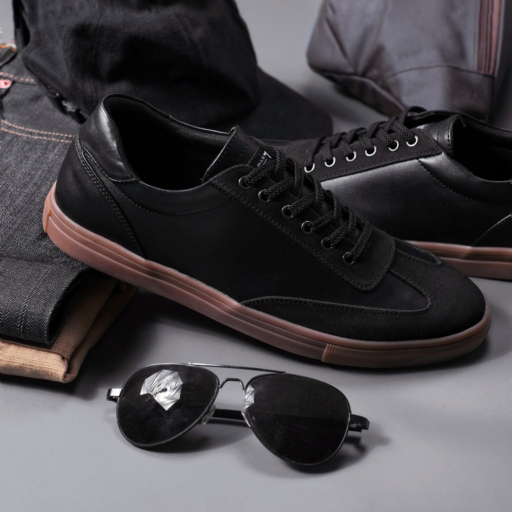 ELGANT BLACK |Reyl x FORIND| Sepatu Putih Casual Sneakers Kasual Polos Original Pria Cowok Footwear