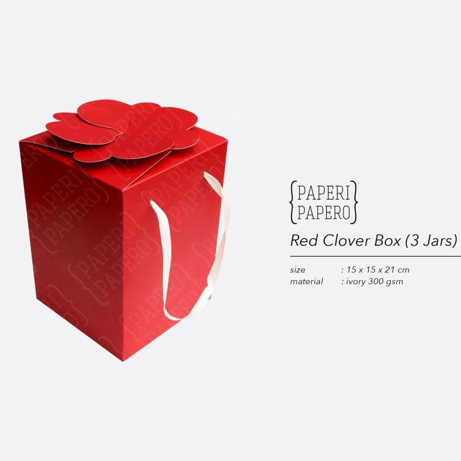 

BARU Red Clover Box isi 3 - Kotak Kue Kering Toples 500 Gr Merah Laminating