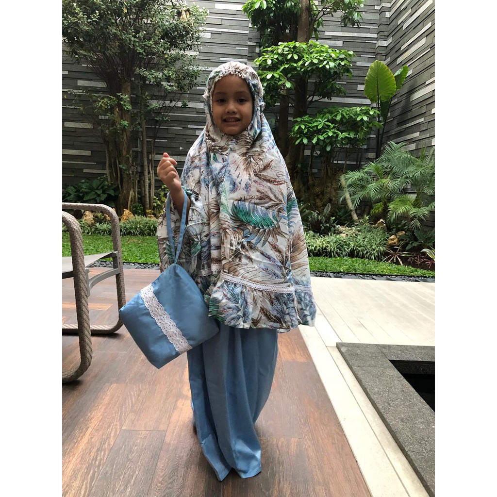 Mukena Anak Katun Silky (Biru) size S