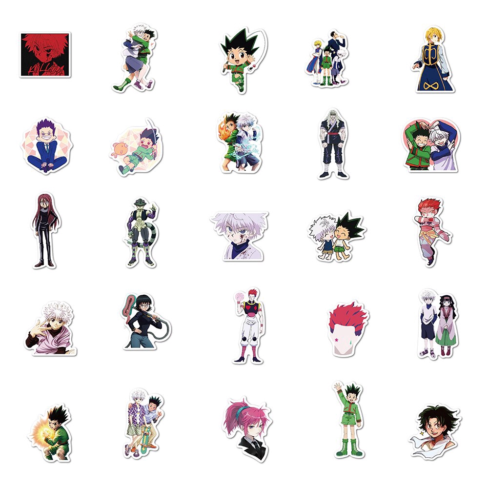 50pcs Hunter x Hunter Adventure Pvc Waterproof Sticker For Luggage Wall Car Laptop Bicycle Motorcycle Notebook Toys Stickers