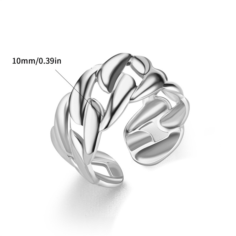 Cincin Rantai Model Terbuka Dapat Disesuaikan Gaya Retro Untuk Pria Dan Wanita