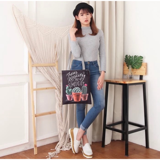 Tote bag wanita/tote bag TC63/tote bag kuliah/tote bag sekolah/tas kuliah/tas sekolah/tas tote totte