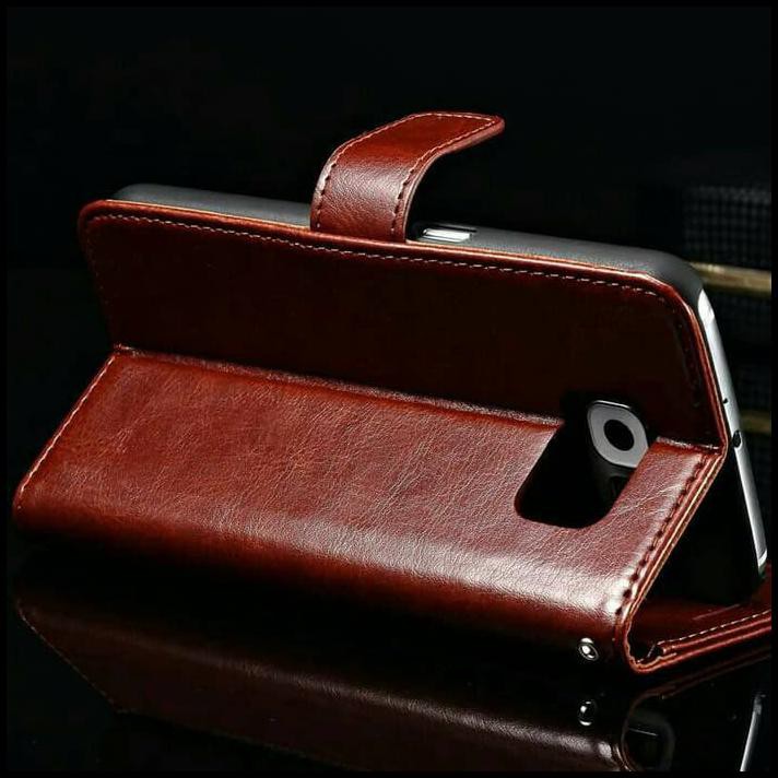 Flip Cover Handphone Flip Cover Samsung Galaxy Note 5 Wallet Leather Cokelat