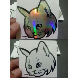 STICKER CUTTING KEPALA KUCING / STICKER LUCU/ STICKER MOTOR/ MOBIL/ LEPTOP