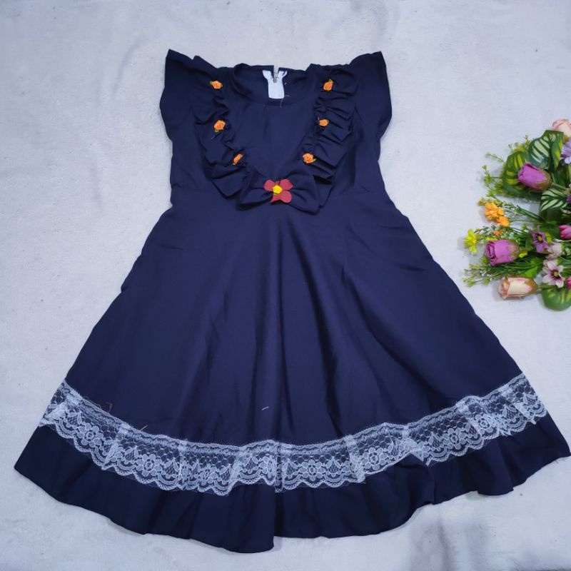 Dress Anak 2 3 4 5 Tahun cewek perempuan Terbaru Motif bungarempel (Dress Hindi)