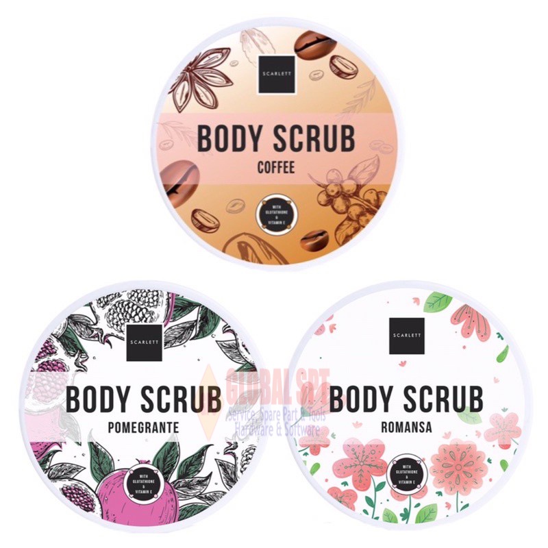 SCARLETT WHITENING BODY SCRUB ROMANSA / COFFE / POMEGRANTE