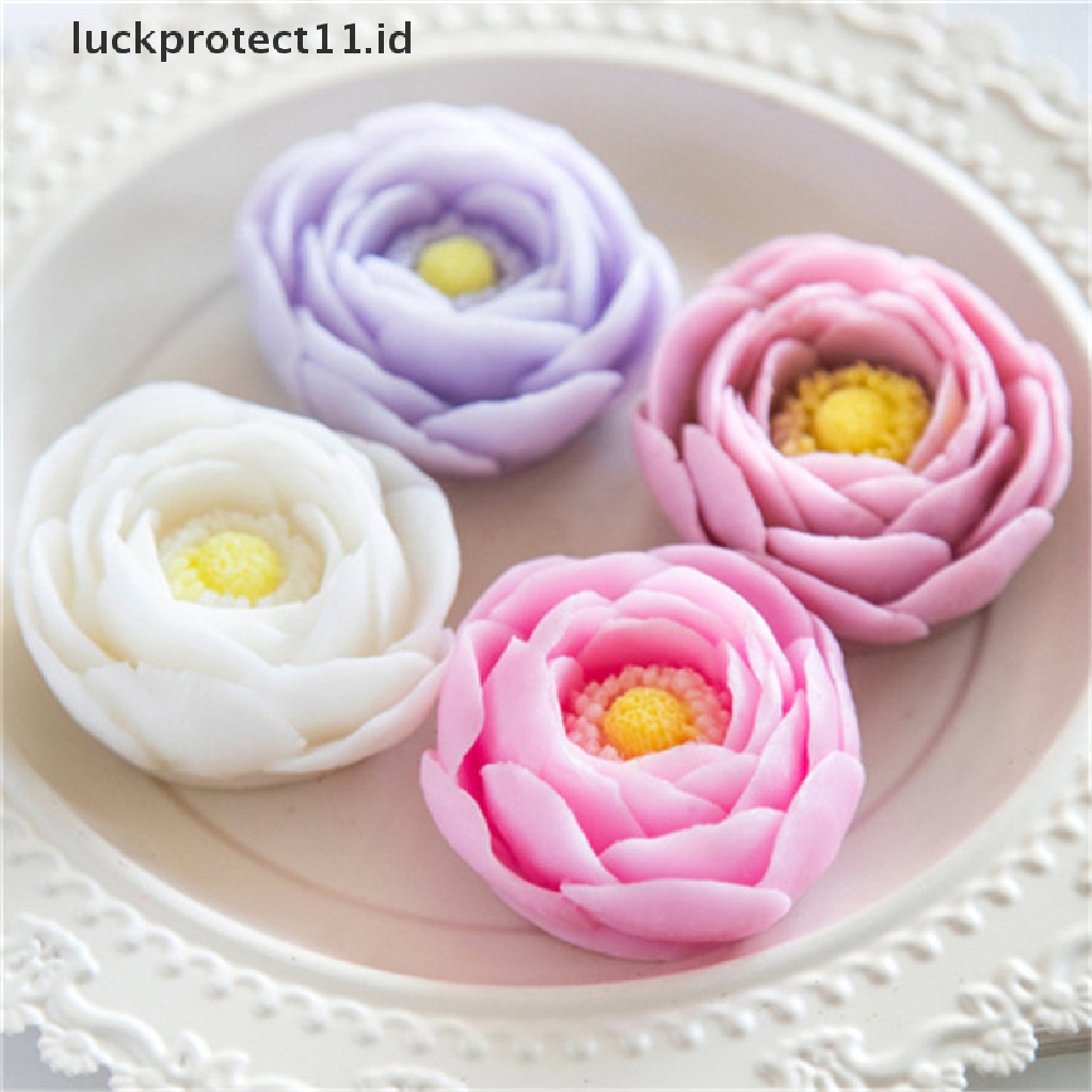 // Hg &amp; ID// Cetakan Silikon Sabun Handmade Bunga Peony Membuat Cetakan Lilin Fondant Cake Decor.