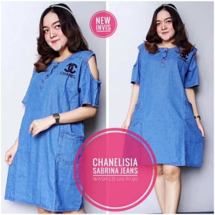 MURAH ATASAN JEANS WANITA chanel midi dress jeans ori