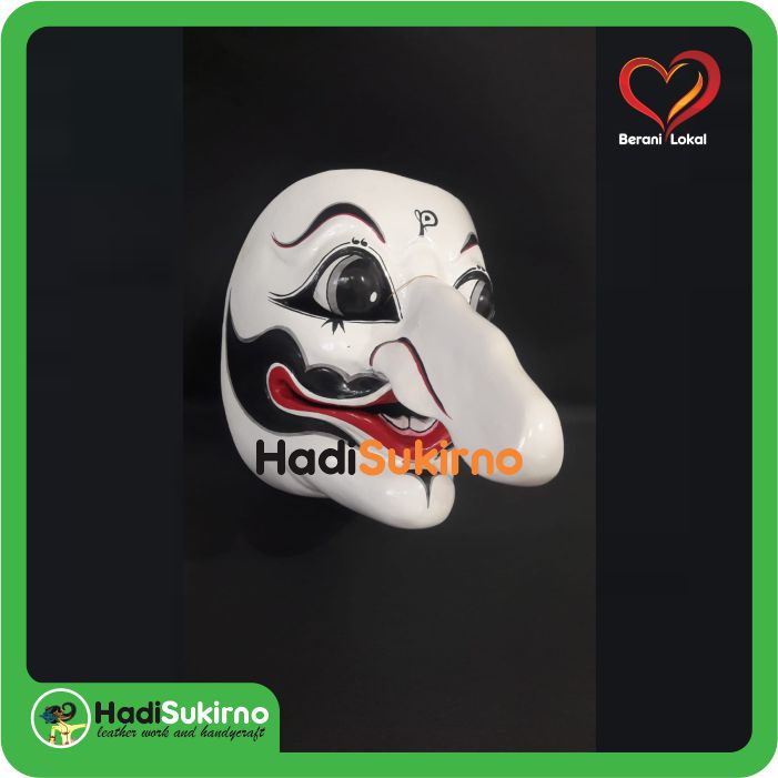Topeng kayu Punokawan Cat Petruk Putih