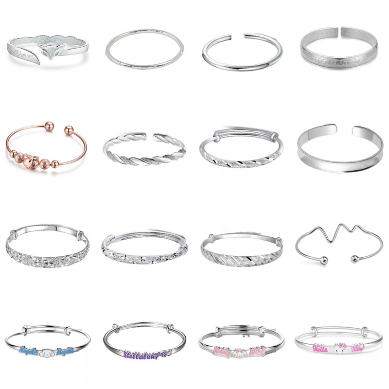 Gelang Model Terbuka Bahan Sterling Silver 925 Desain Anyaman Gaya Eropa / Amerika / Retro Untuk Wanita