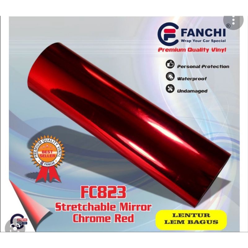 Sticker Fanchi FC823 Mirror Chrome Red Merah Chrome Lentur Premium Wrap
