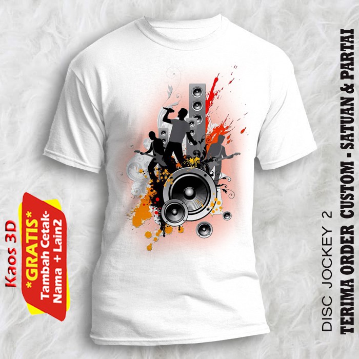 Kaos Dics Jockey Pria dan wanita model unisex kualtias gambar 3 dimensi - dish jockey 2