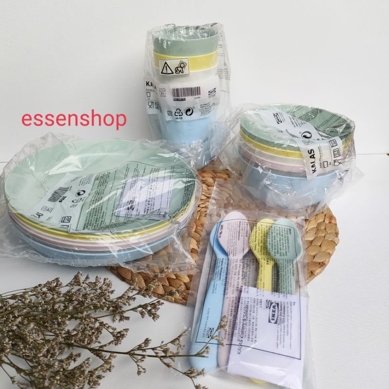 MANGKOK / PIRING / GELAS / SENDOK Makan anak bahan plastik warna pastel