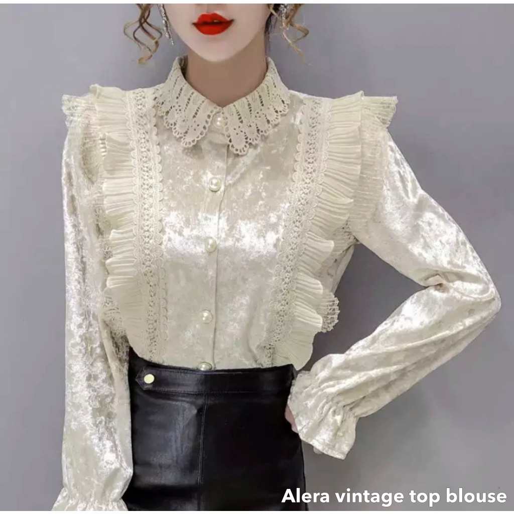 Alera vintage top blouse -Thejanclothes