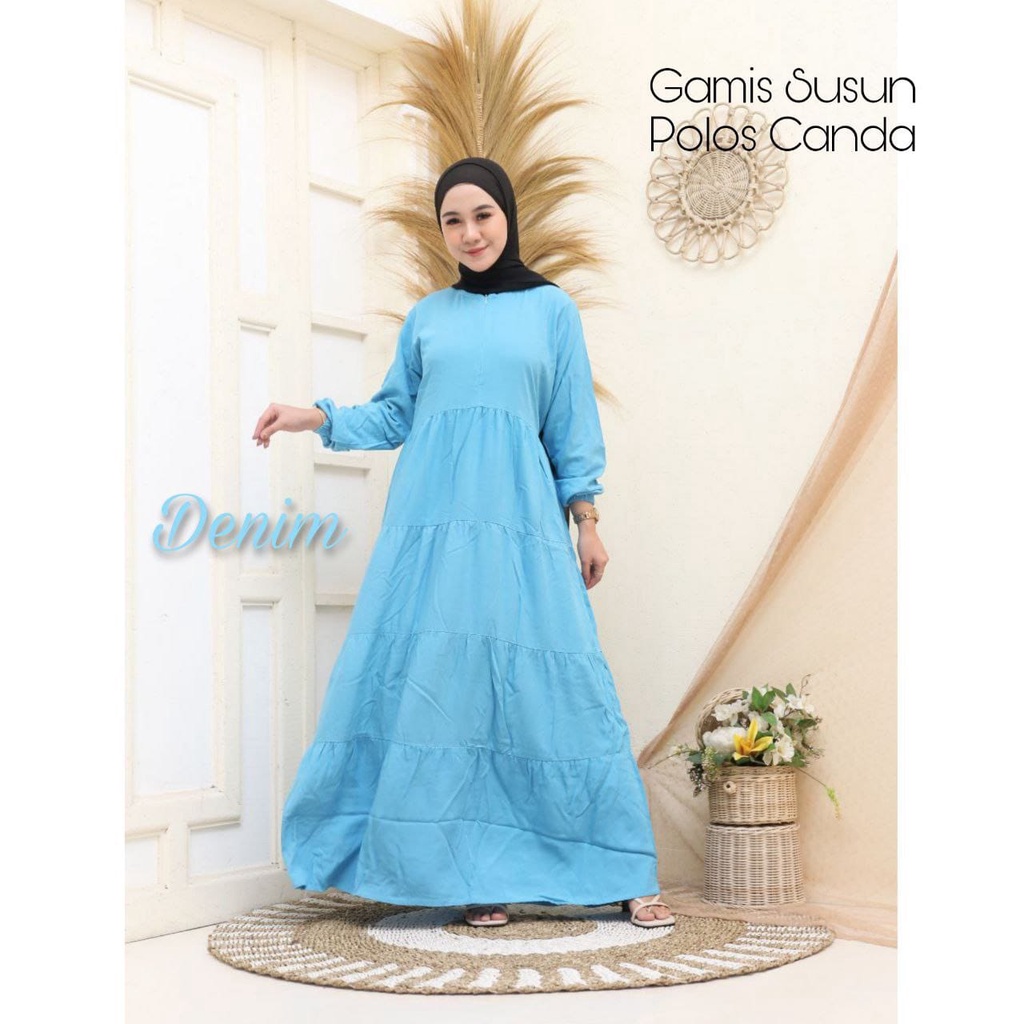 Gamis Rayon Polos Model Gamis Canda Susun 3 Rempel Lengan Panjang Busui Resleting Fit To M-XXL / Gamis Rayon Terbaru