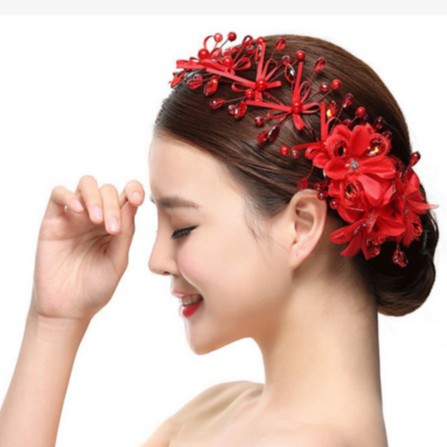 [SIAP KIRIM] TIARA PENGANTIN HEADPIECE BRIDAL HAIRPIECE TIARA MERAH HWR009