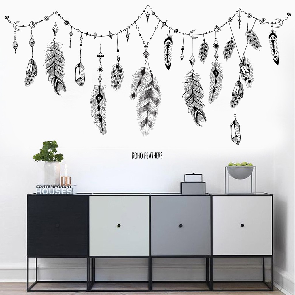 RELIZA WALL STICKER DREAM CATCHER DREAMCATCHER BULU AYAM STIKER DINDING JM7339